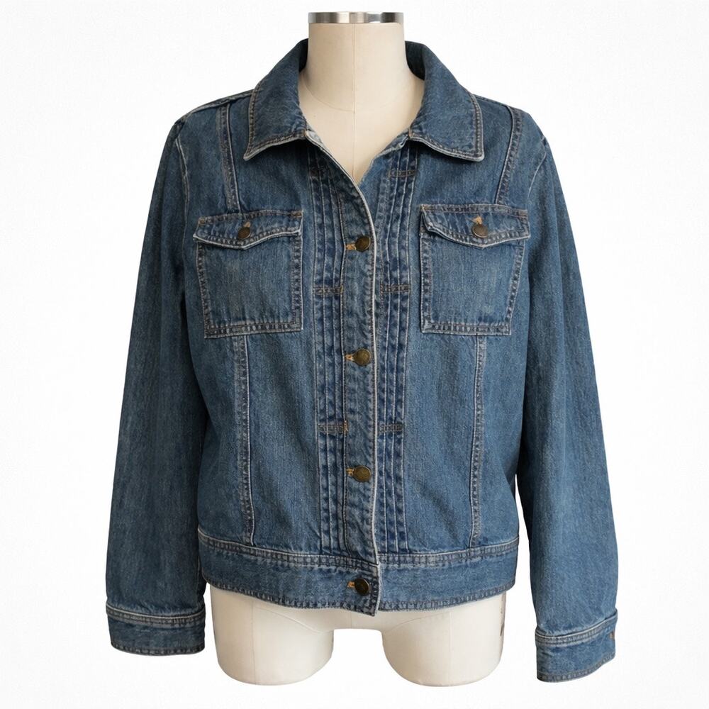 Retro Valerie Stevens Denim Jacket – Size L – Light Wash – Winged Heart Detail